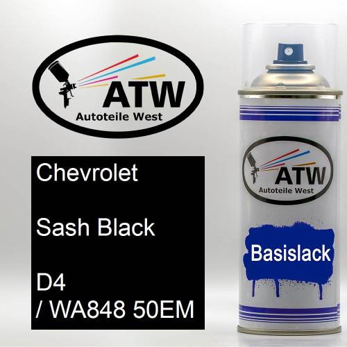 Chevrolet, Sash Black, D4 / WA848 50EM: 400ml Sprühdose, von ATW Autoteile West.